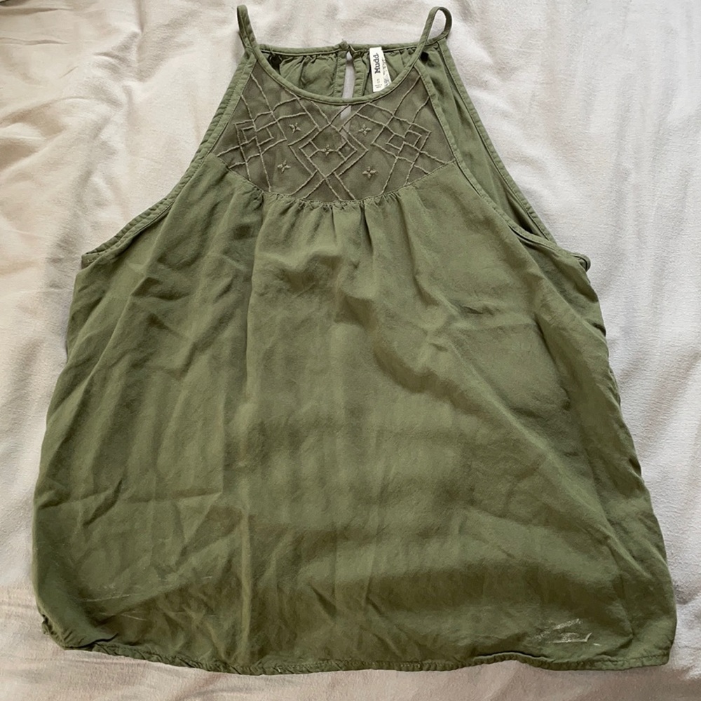 green tank top